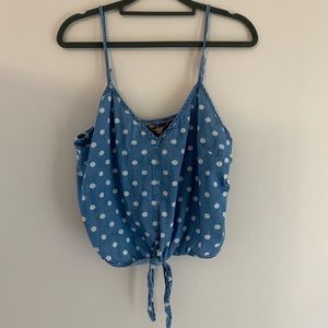 Highway Jeans Polka Dot Blue Cropped Shirt